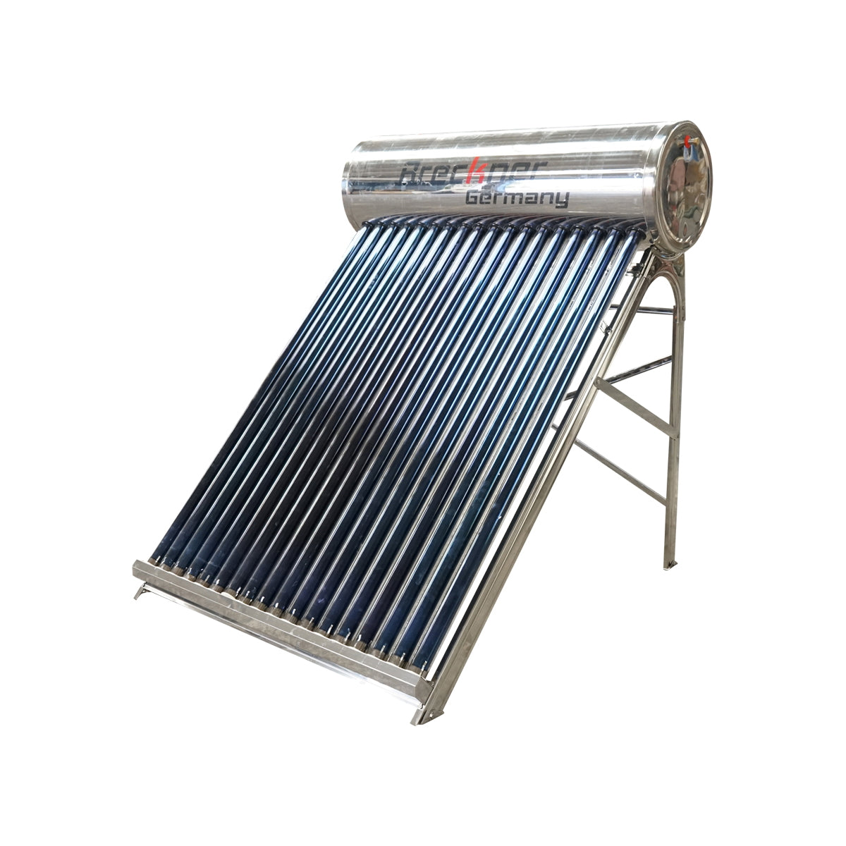 Unpressurized stainless steel solar panel with 18 tubes for hot water, 180L boiler, 1690x490x490mm Breckner Germany